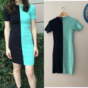 T ALEXANDER WANG teal black stretch dress size small petite